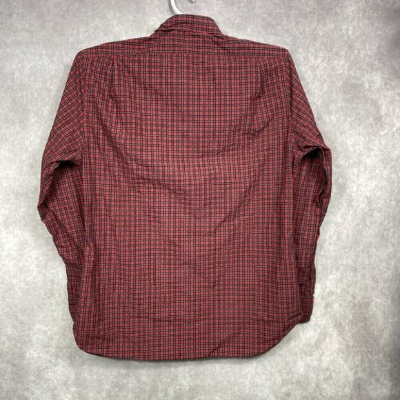 Polo Ralph Lauren Button Up Shirt Mens 17 / 43 Red Plaid Long Sleeve Slim Fit - Picture 2 of 10
